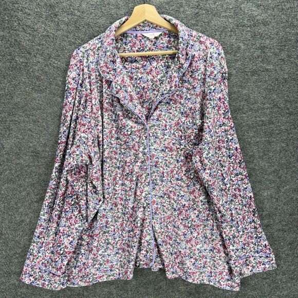 Secret Treasures Sleepshirt Women 3X Plus Blue Floral Button Up Collared Sleep - Picture 1 of 7